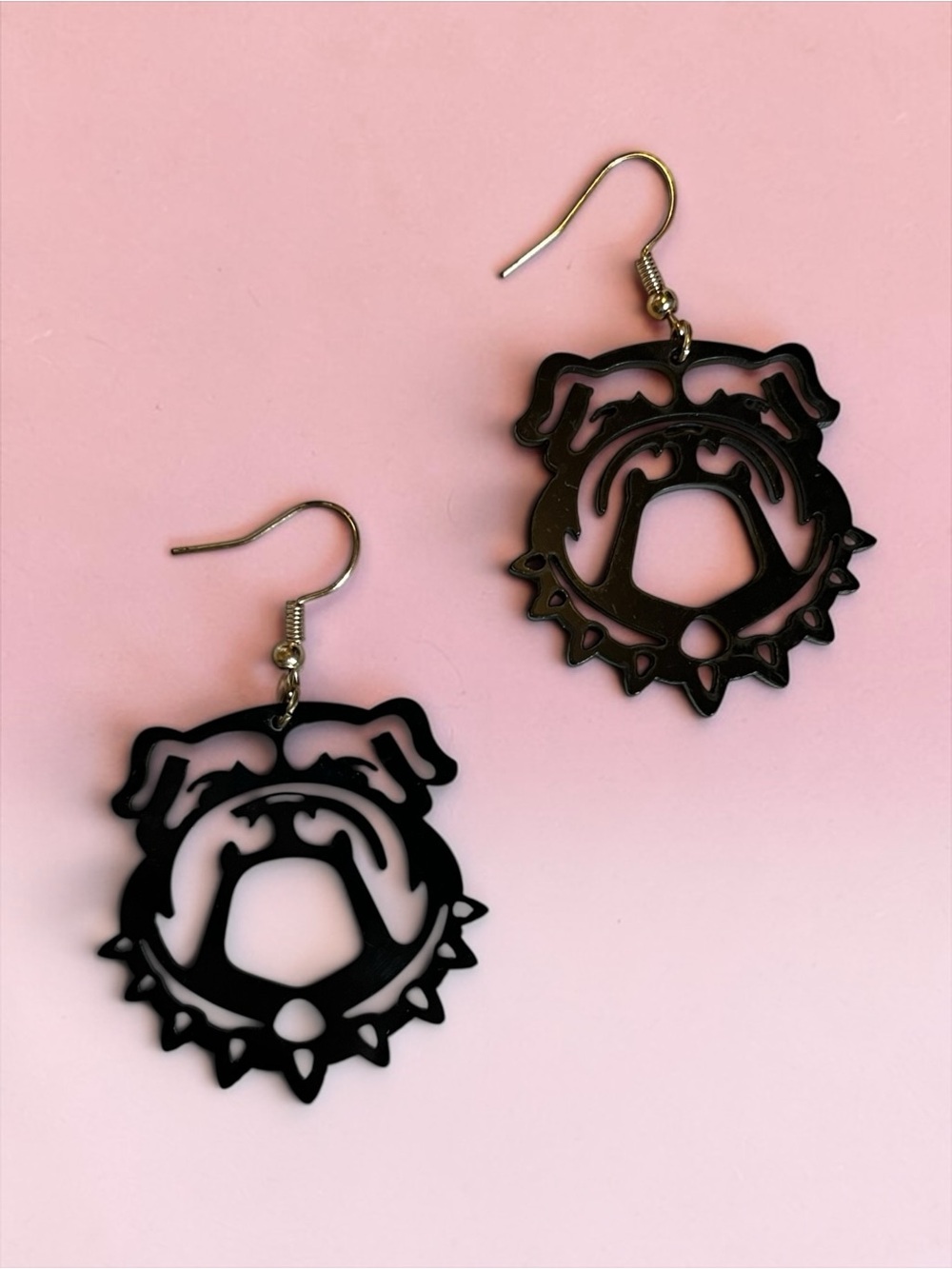 🍭5 for $20🍭 Black Acrylic Cutout Bulldog Drop Earrings CC X